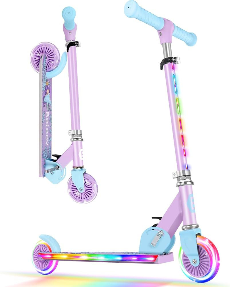 BELEEV V2 Scooters for Kids with Light-Up Wheels & Stem & Deck, 2 Wheel Folding Scooter for Girls... | Amazon (US)