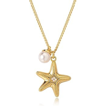 MEVECCO Dainty Gold Seashell Pendent Necklace Ocean Necklace for Women 18K Gold Plated Necklace B... | Amazon (US)
