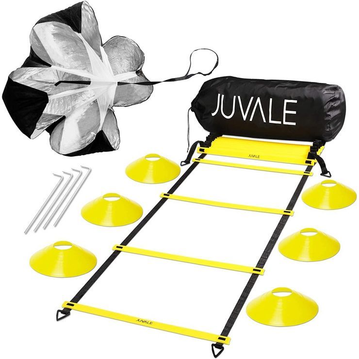 Juvale Speed and Agility Ladder Training Set with 6 Cones and Resistance Parachute, 20 Feet | Target