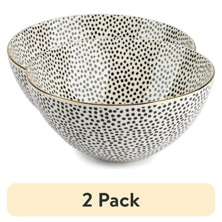 (2 pack) Thyme & Table Large Stoneware Bowl, Dot Collection | Walmart (US)
