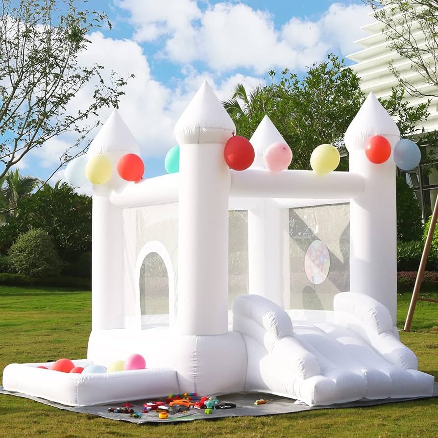 White Bounce House with Blower,Kids Bounce House,Family Backyard Bouncy Castle,Suitable for Yard,... | Amazon (US)