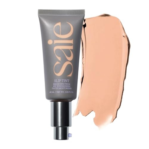 Saie Slip Tint Tinted Moisturizer with SPF 35 - Light Coverage, Glowy Skin Tint & Mineral Sunscreen for Face with Hydrating Hyaluronic Acid - Summer Makeup Essential - Shade Three + Half (1.35 oz) | Amazon (US)