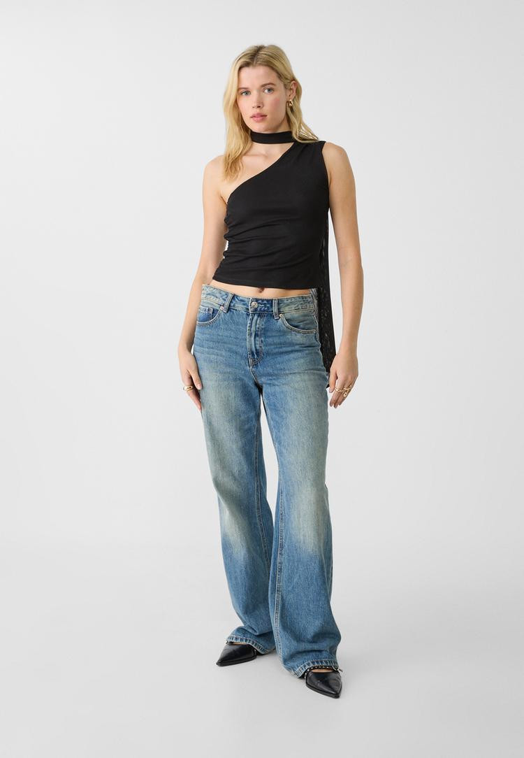 Asymmetrische tule top met sjaal | Stradivarius (NL)