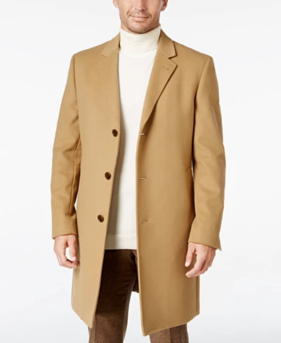 Men's Addison Wool-Blend Trim Fit Overcoat | Macys (US)