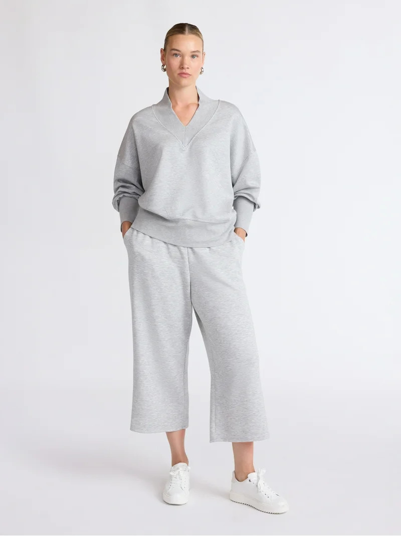 Scoop Women's and Women's Plus New Scubaknit V Neck Sweatshirt, Sizes XS-4X | Walmart (US)