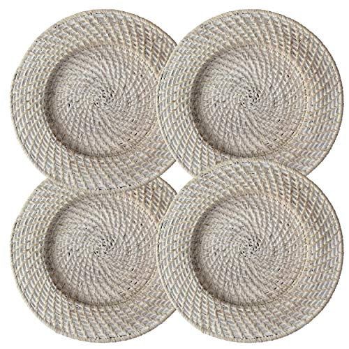 Set of 4 Pack Wicker Charger Plates for Dinner, Party, Wedding | Woven Rustic Dinnerware Tablewar... | Walmart (US)