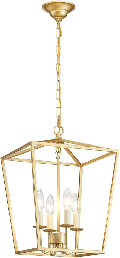 ANJIADENGSHI ​​Vintage Lantern Pendant Light 4 Light Lantern Chandelier Farmhouse Gold Pendan... | Amazon (US)
