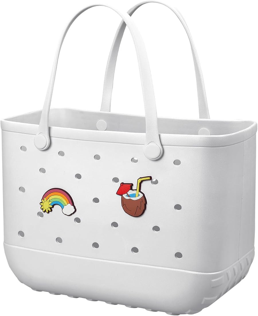 Beach Bag Rubber Tote Bag - Waterproof Travel Bag for Women Washable Tote Bag Handbag for Sports ... | Amazon (US)