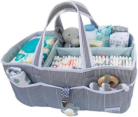 Lily Miles Baby Diaper Caddy - Large Organizer Tote Bag for Infant Boy or Girl - Baby Shower Basket  | Amazon (US)
