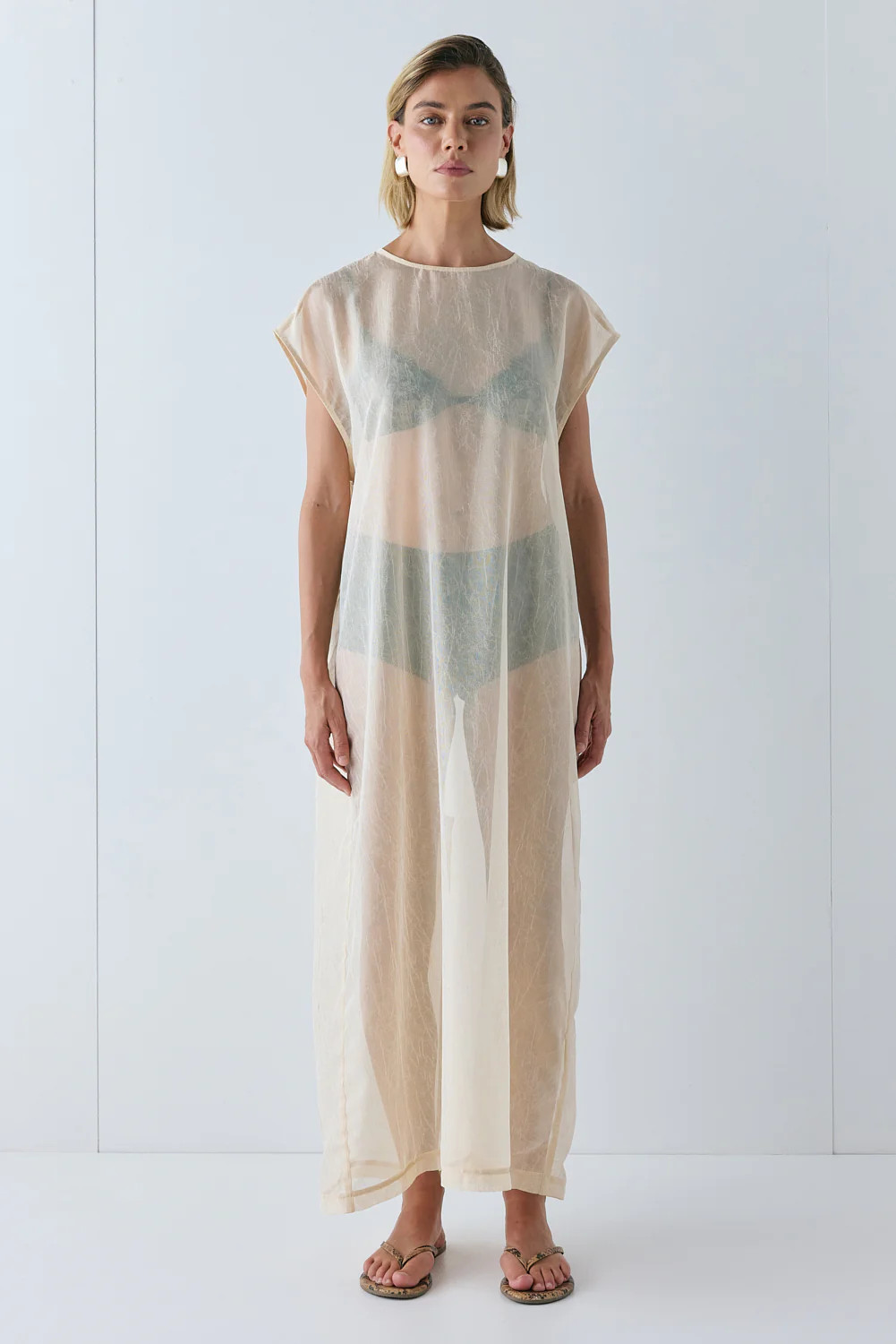 Nara Sheer Maxi Dress Ecru | VRG Grl