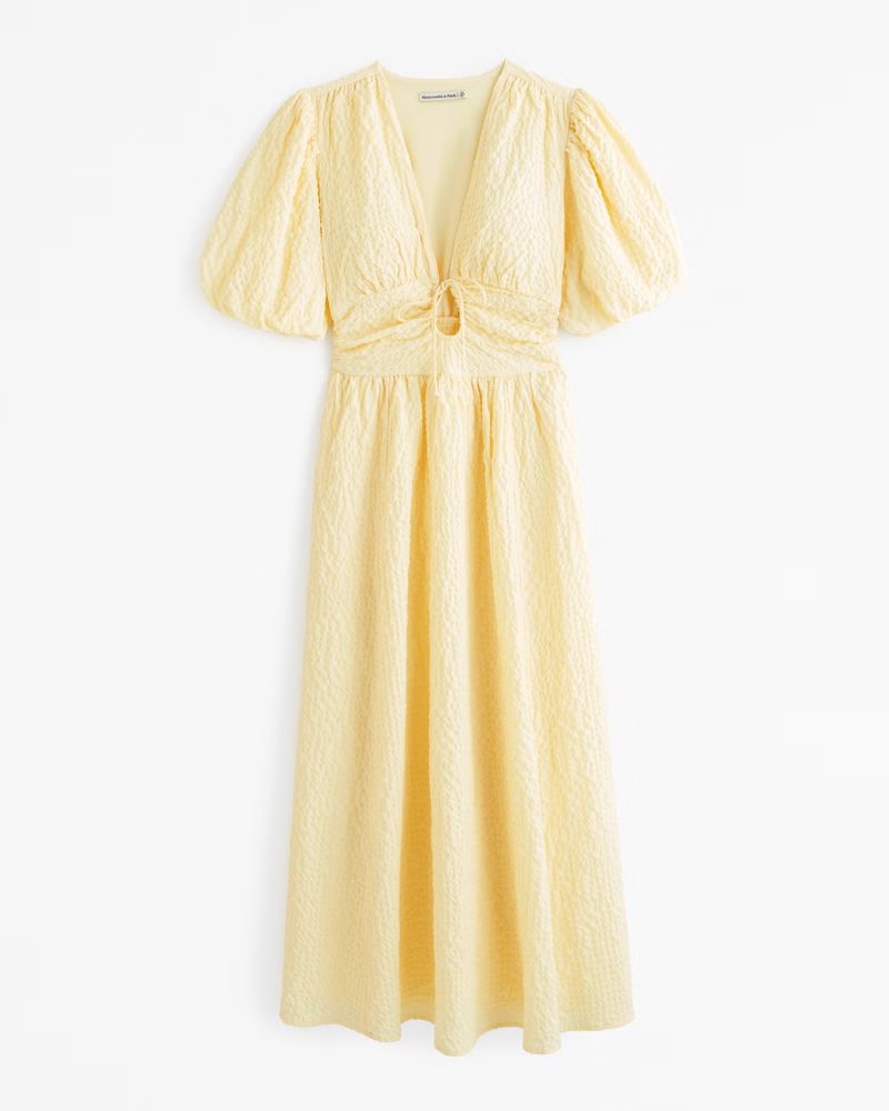 Tie-Front Textured Maxi Dress | Abercrombie & Fitch (US)
