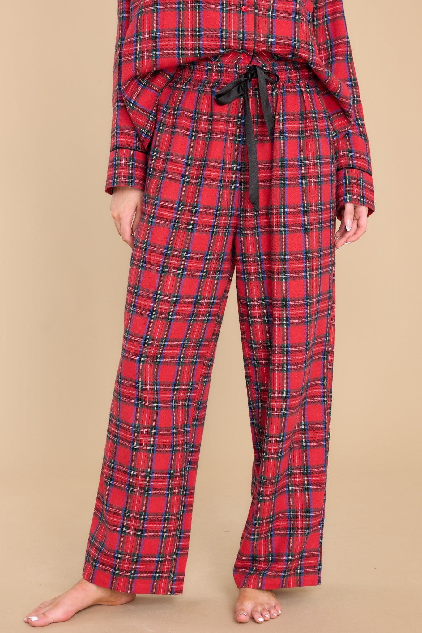 Down The Chimney Red Tartan Plaid Pajama Pants | Red Dress 