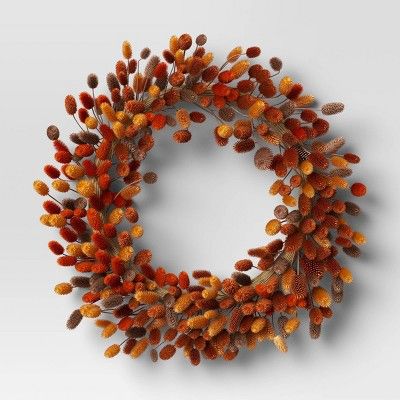 21.25" Artificial Dried Tree Pod Wreath Orange - Threshold™ | Target
