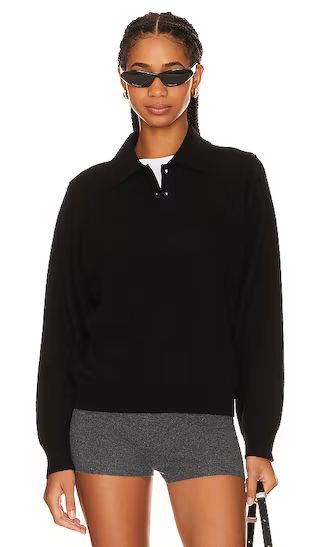 Long Sleeve Cashmere Polo in Black | Revolve Clothing (Global)