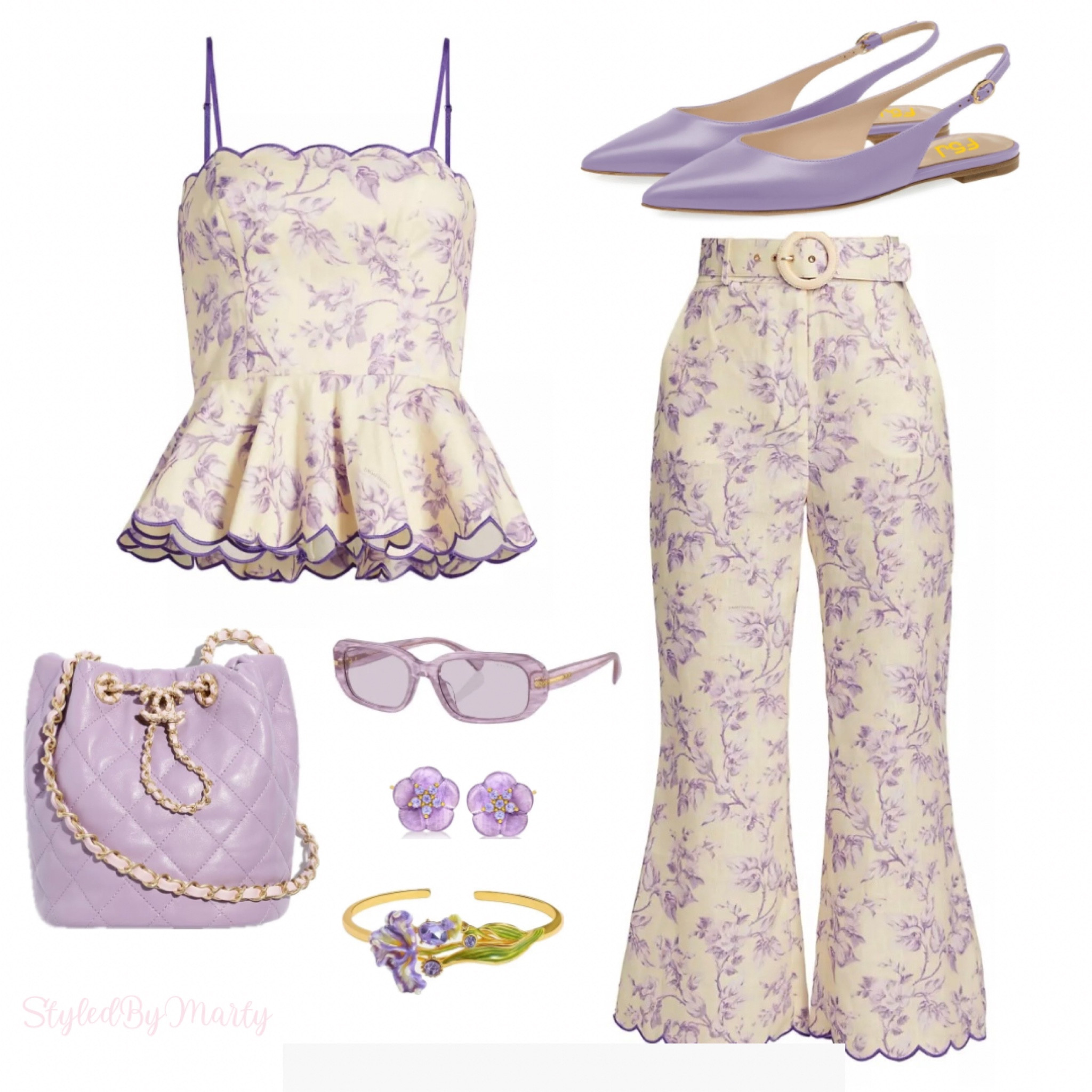 picnic dress, picnic party, floral outfit, floral fashion, flower printed top, flower printed pants, lilac, lilac outfits, designer fashion, violet slingback flat, Lilac shoes, lilac sunglasses, lilac flower earrings, flower bracelet, romantic style, feminine fashion 

#LTKStyleTip #LTKSeasonal #LTKShoeCrush