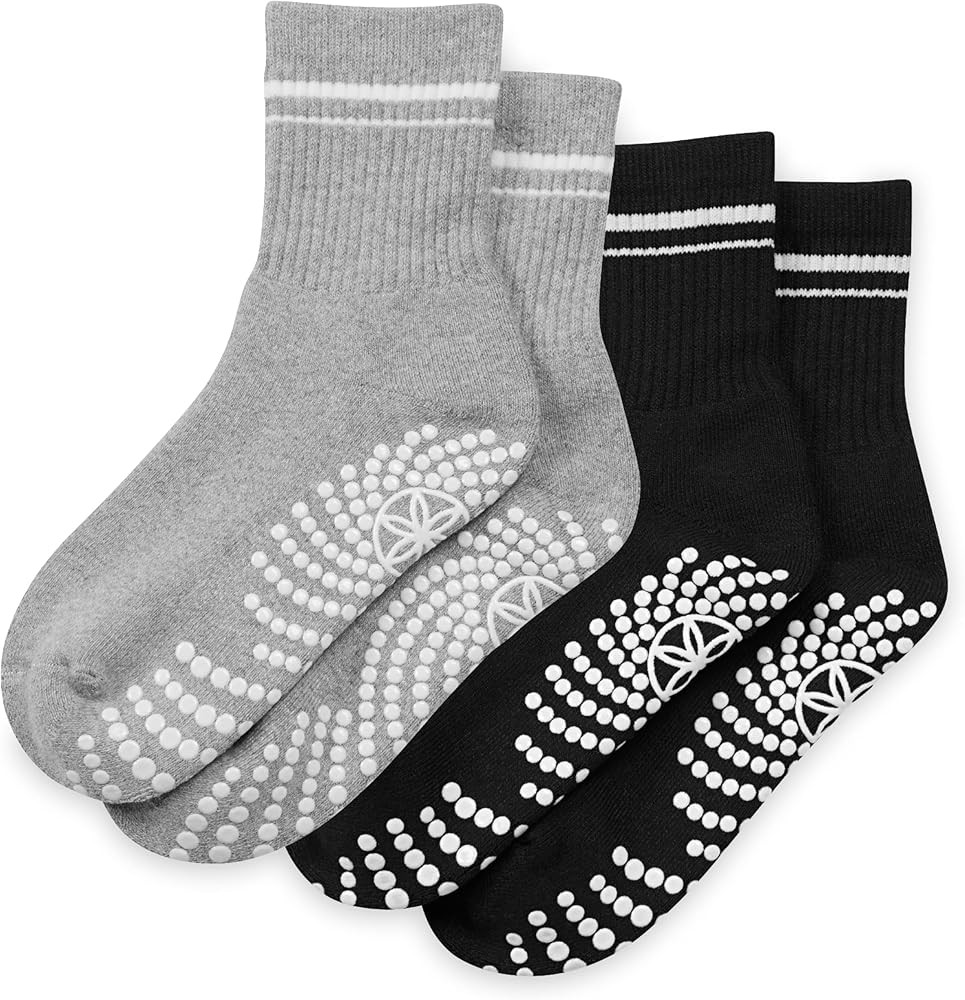 Gaiam Grippy Crew Socks with Silicone Grip Non-Slip Socks for Pilates, Yoga, Barre & Dance | Cott... | Amazon (US)