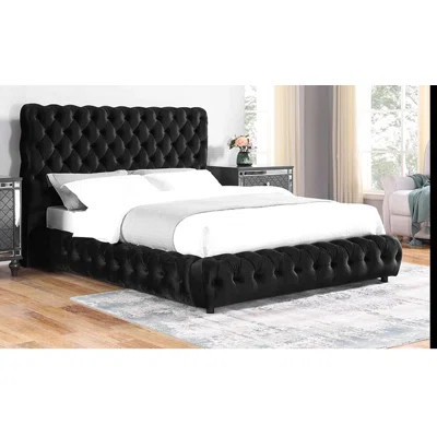 Contemporary Upholstered Bed Tufted Headboard And Footboard Bedroom Furniture | Wayfair North America