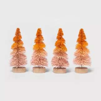 4pk You Put a Spell on Me Bottle Brush Halloween Artificial Tree Orange/Pink - Hyde & EEK! Boutiq... | Target