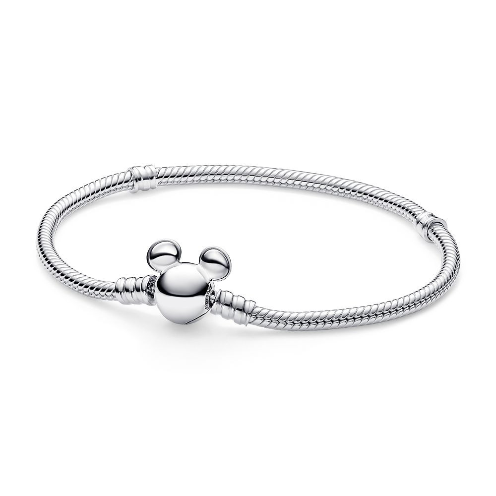 Mickey Mouse Icon Snake Chain Bracelet by Pandora – Silver | Disney Store
