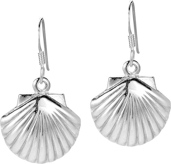 AeraVida Beach Summer Seashell Clam Boho Sterling Silver Dangle Earrings | Chic Boho Style Sterli... | Amazon (US)