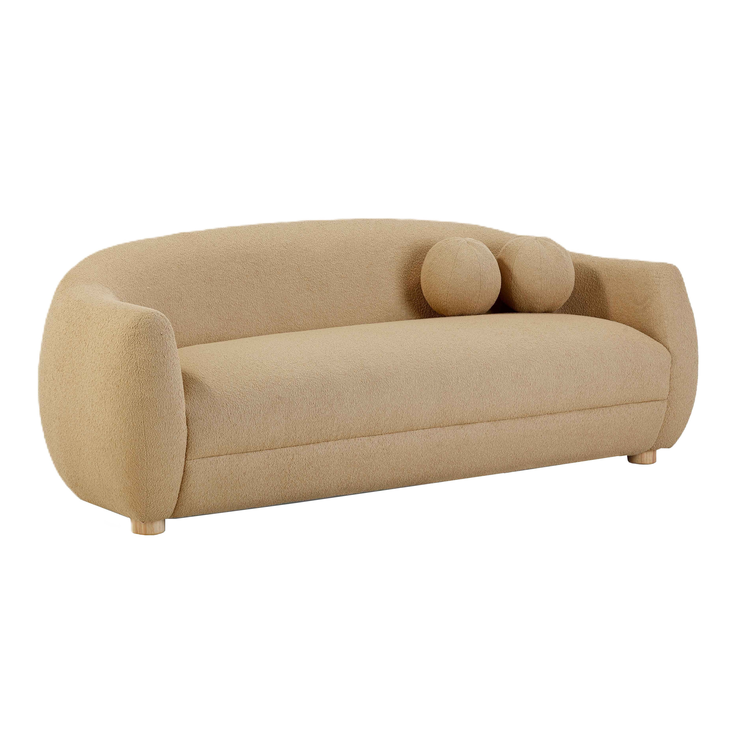 Fredo Boucle Art Deco Curved Sofa | World Market