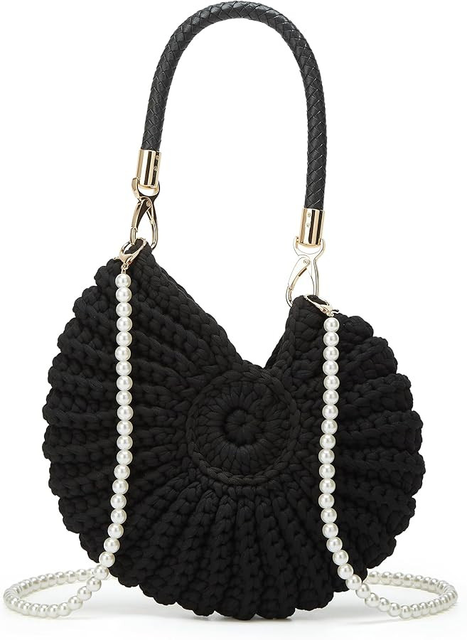 Handmade Crochet Tote Bag Seashell Purse for Women Boho Shell Handbag Crossbody Shoulder Bag Summ... | Amazon (US)