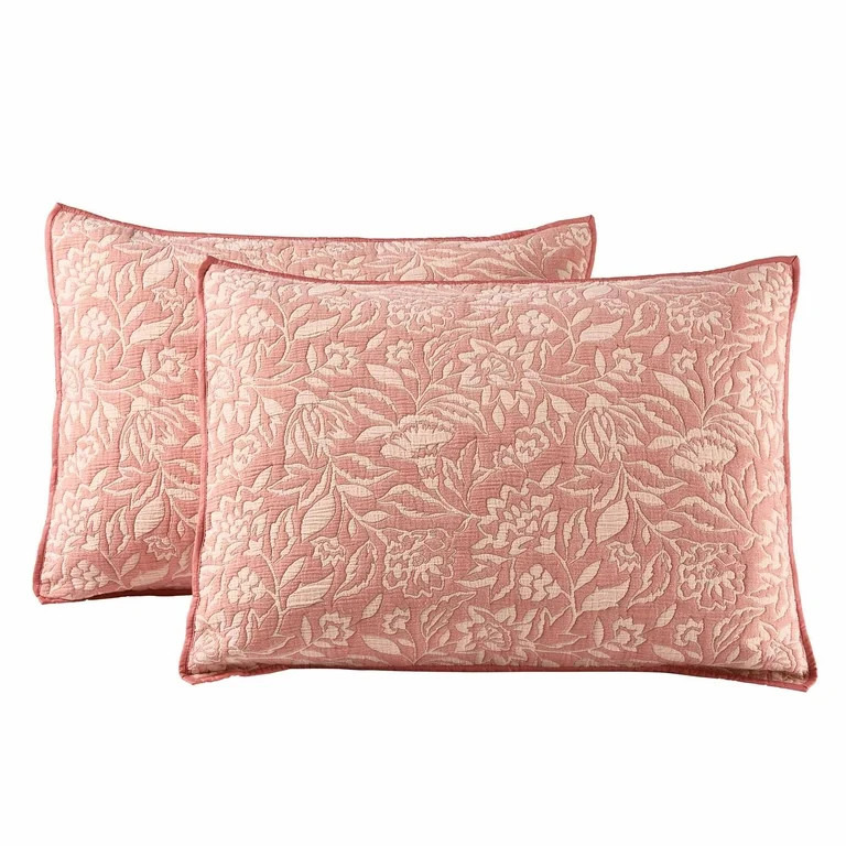 Better Homes & Gardens Floral Matelasse Pillow Shams, Rose, Standard, 2 Count | Walmart (US)