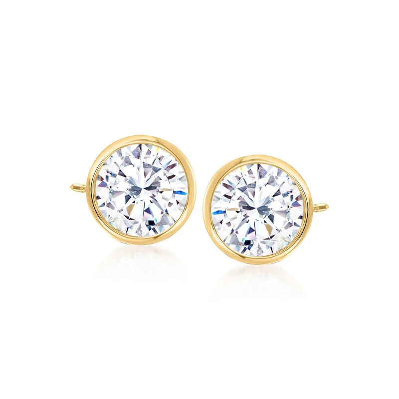 2.00 ct. t.w. Bezel-Set CZ Stud Earrings in 14kt Yellow Gold | Ross-Simons