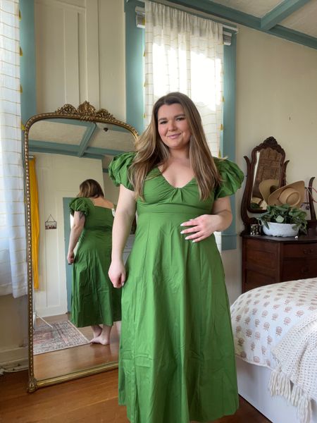 This gorgeous green midi will be perfect for summer and spring events! Wearing a large but could have sized up because it’s right in my broad rib cage. 
Spring dresses
Curvy dresses 
Midsize dresses
Abercrombie dresses 
Midi dresses

#LTKcurves #LTKunder100 #LTKSeasonal