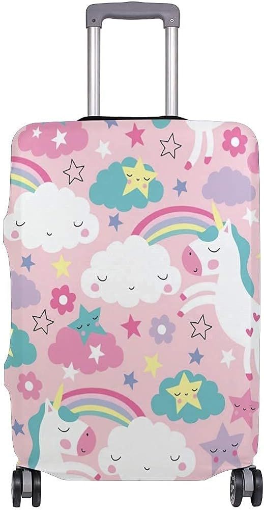 Luggage Cover (only) ,Rainbow White Unicorn Elastic Travel Suitcase Protector Fits 18-32 Inch | Amazon (US)