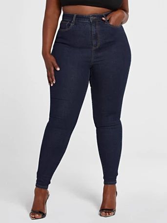 Ultra High Rise Dark Wash Skinny Jeans - Fashion To Figure | Fashion to Figure