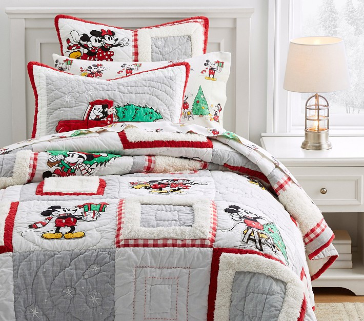 Disney Mickey Mouse Holiday Quilt & Shams | Pottery Barn Kids