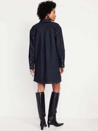 Long-Sleeve Denim Mini Shirt Dress | Old Navy (US)