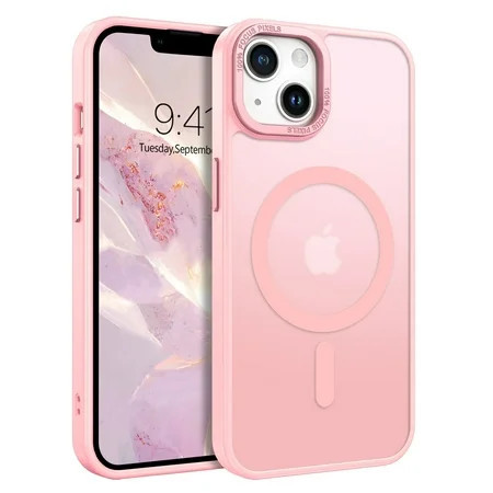 BENTOBEN Case for iphone 13/ iphone 14, 6.1 inch Slim Translucent Matte Magnetic Shockproof Protective Anti Slip Case for iphone 13/14 6.1" Pink | Walmart (US)