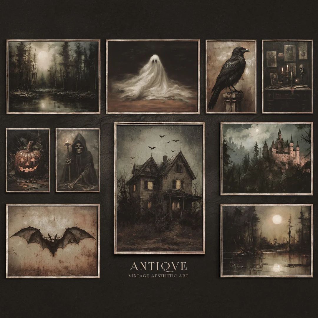 Dark and Moody Halloween Print Set Mysterious Gallery Wall - Etsy | Etsy (US)