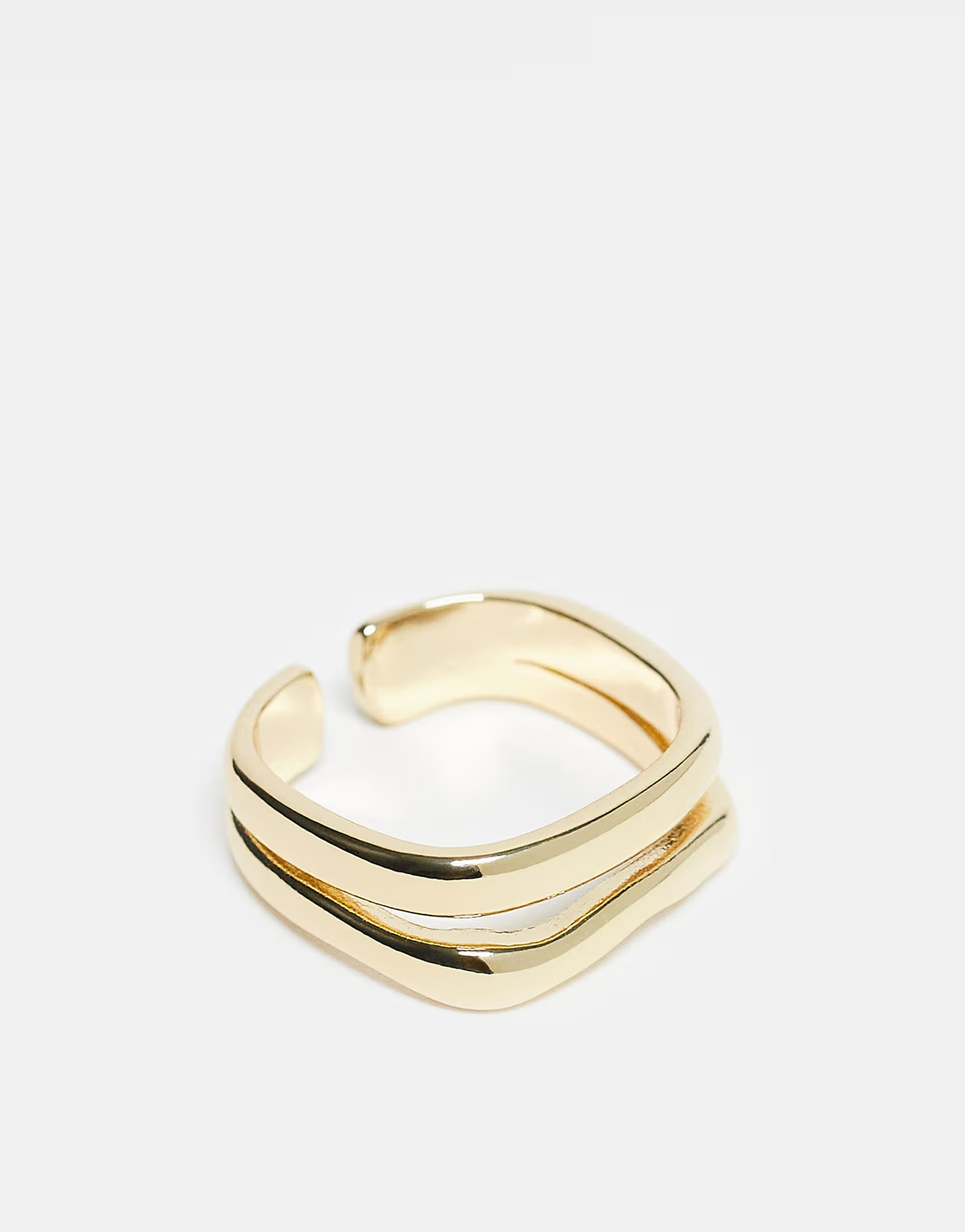 Pieces molten effect double ring in gold | ASOS (Global)