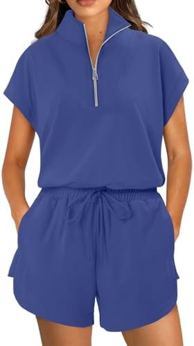 KISSMODA Two Piece Sets for Women Sweatsuit Casual Tracksuits Short Sleeve Tops and Shorts 2026 L... | Amazon (US)