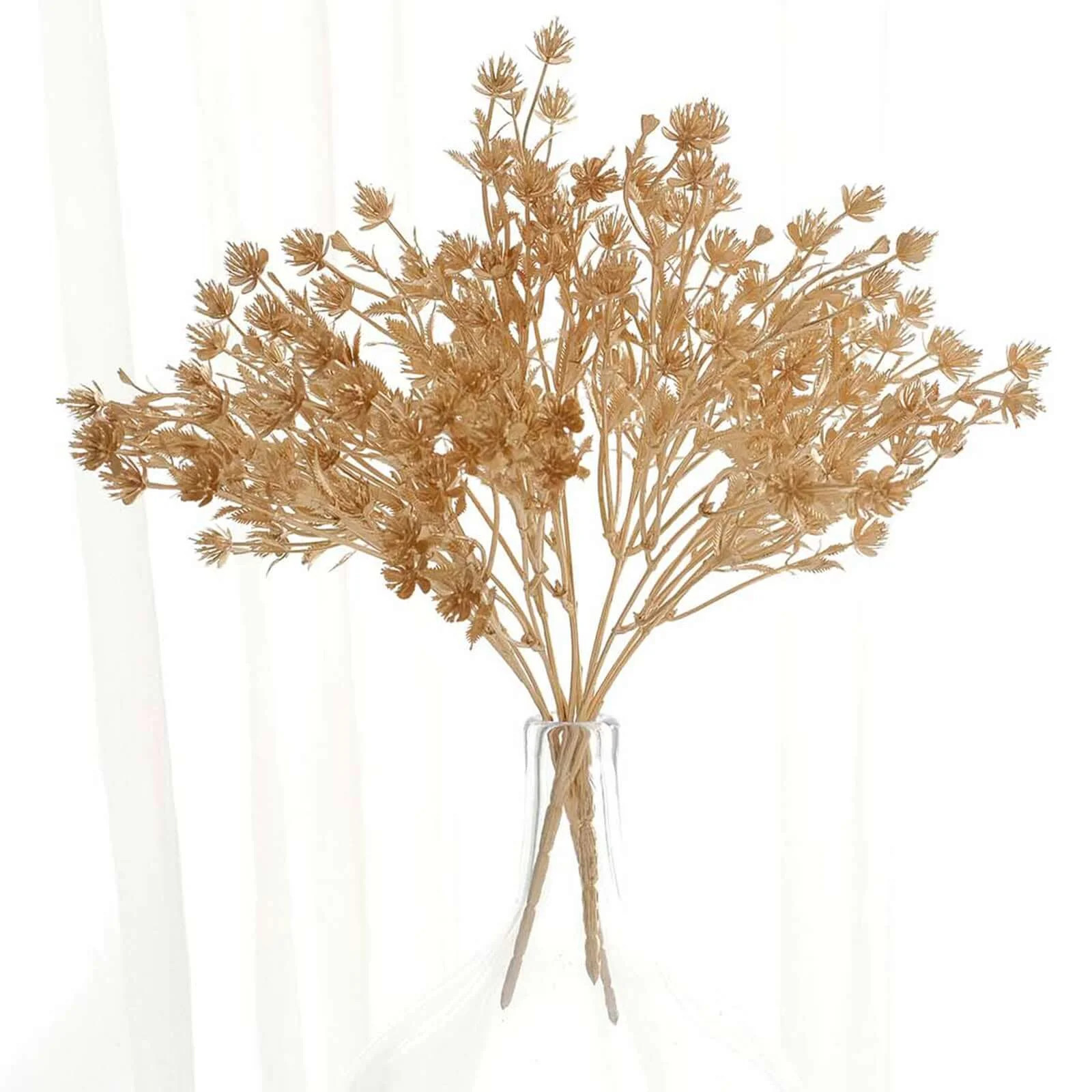 Efavormart 4 Pack Metallic Gold Artificial Baby's Breath Flower Bouquet, Decorative Gypsophila Fl... | Walmart (US)