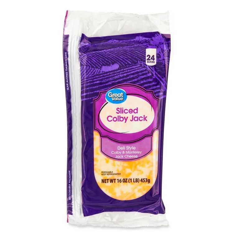 Great Value Deli Style Sliced Colby Jack Cheese, 16 oz, 24 Count | Walmart (US)