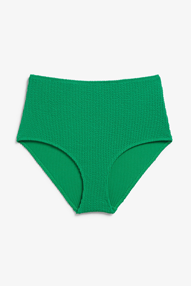 Green shirred bikini briefs
                  			
				£18 | Monki