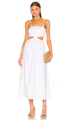 FAITHFULL THE BRAND Tayari Midi Dress in Plain White from Revolve.com | Revolve Clothing (Global)