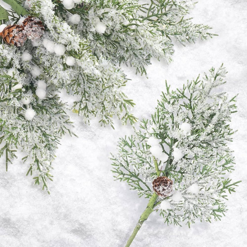 Amazon.com: Lyrow 24 Pcs Christmas Artificial Juniper Cedar Branches Picks Spray with Berry Faux ... | Amazon (US)