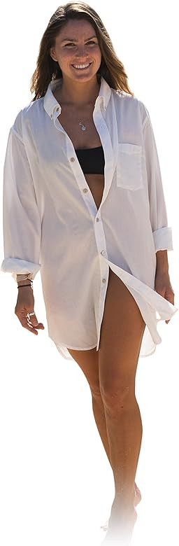 Boyfriend Beach Shirt - Water Shedding, Lightweight, Quick Dry Beach and Yoga Cover Up | Amazon (US)