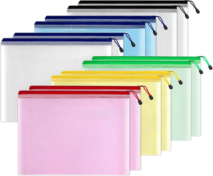 SUNEE 12pcs Mesh Zipper Pouch 11x16, Large Storage Bags for Board Game & Puzzle Organi... | Amazon (US)