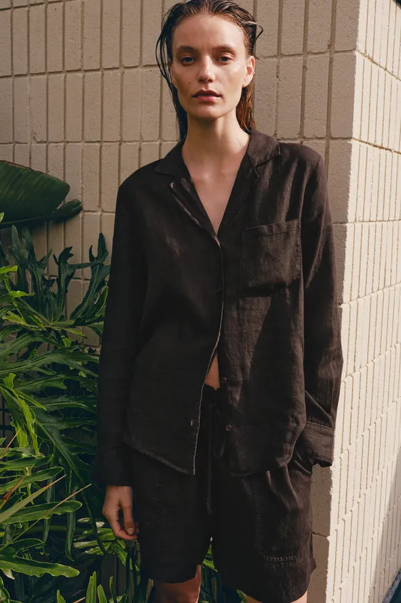 ZW COLLECTION LINEN SHIRT WITH POCKET | Zara UK