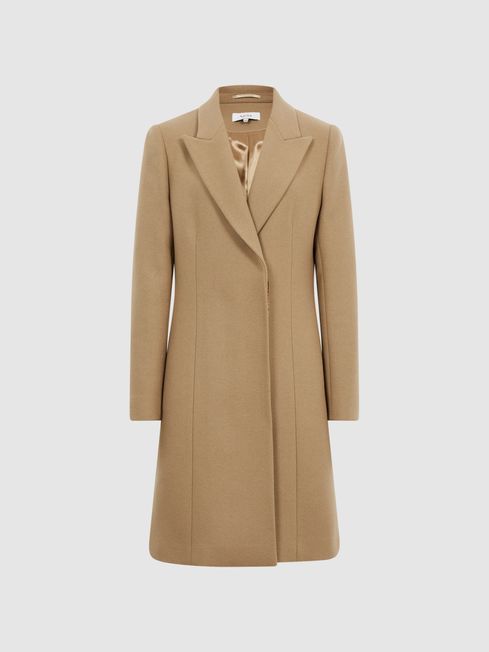 Reiss Camel Harlow Regular Wool-Blend Mid Length Coat | Reiss (UK)