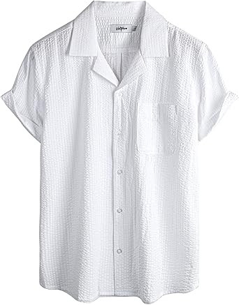 VATPAVE Mens Striped Summer Shirt Casual Button Down Short Sleeve Beach Shirts Cotton Shirts for ... | Amazon (US)