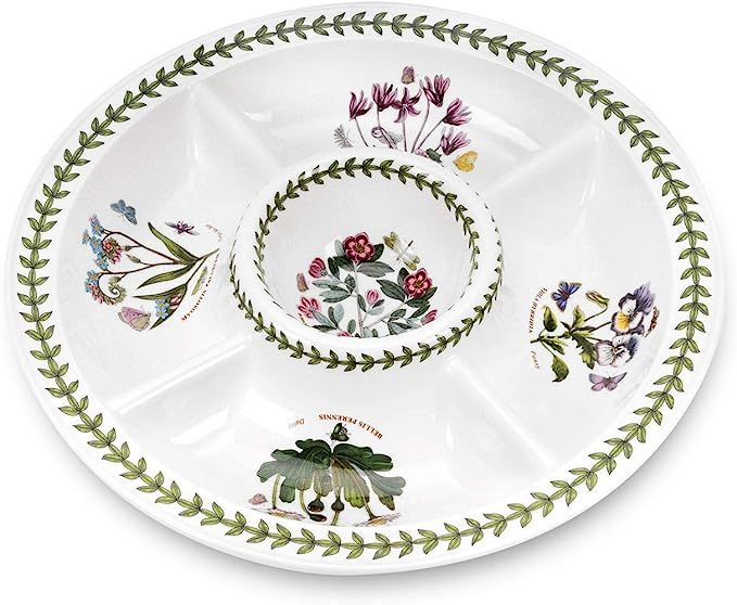 Portmeirion Botanic Garden Chip & Dip Set | 14 Inch Round Tray for Snacks and Appetizers | Assort... | Amazon (US)