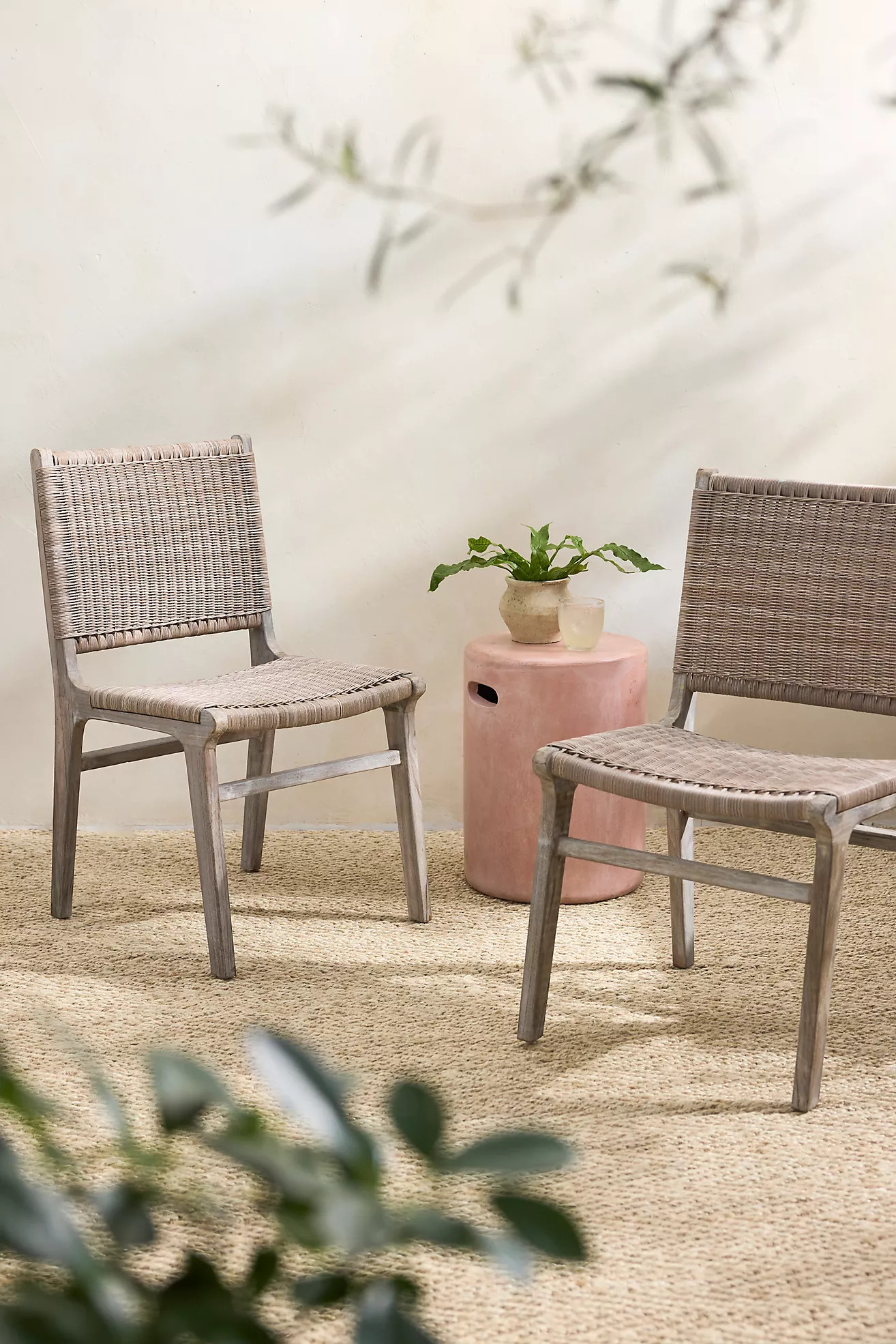 Wicker + Teak Side Chairs, Set of 2 | Anthropologie (US)