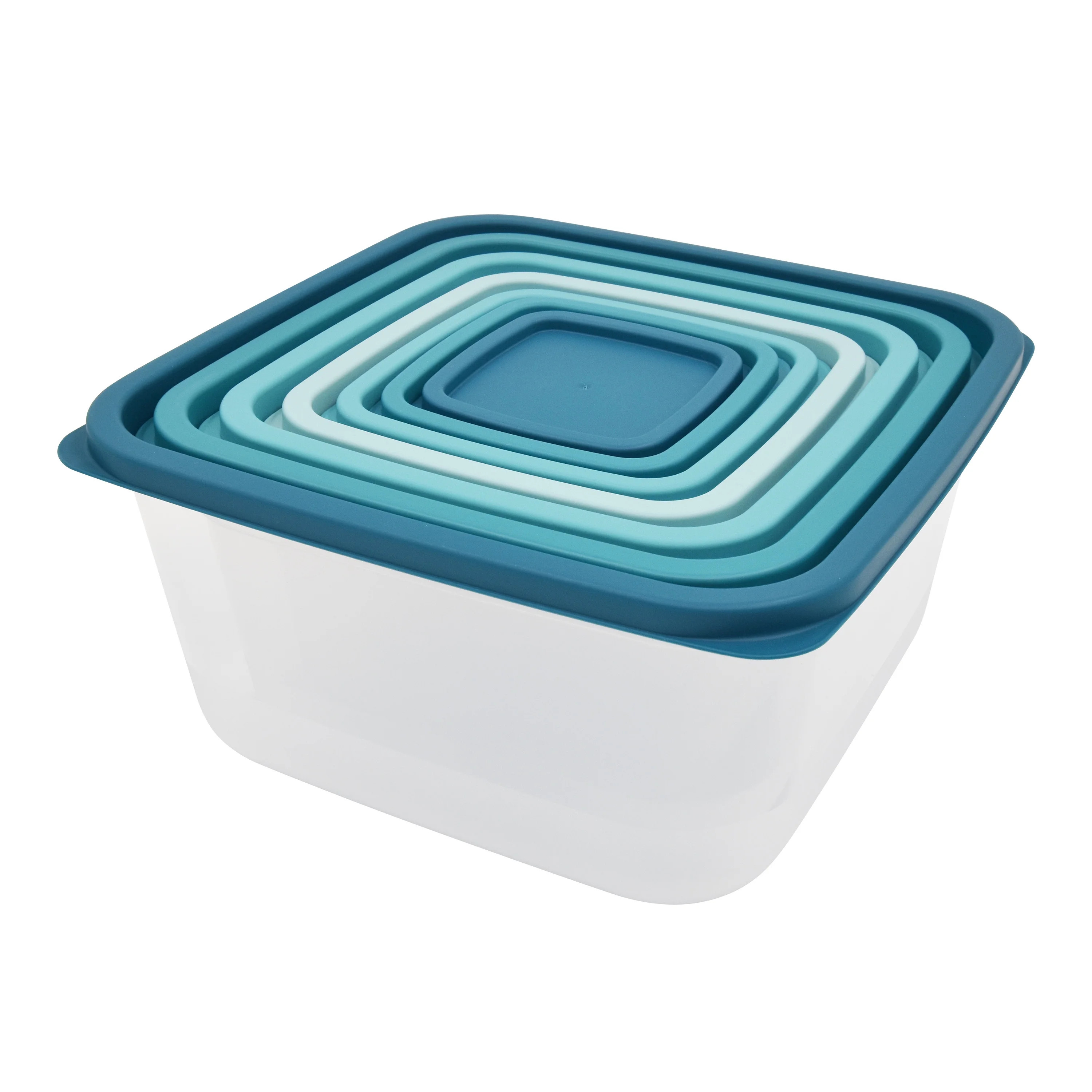Mainstays 14 Piece Teal Plastic Food Storage Set, Teal Ombre | Walmart (US)